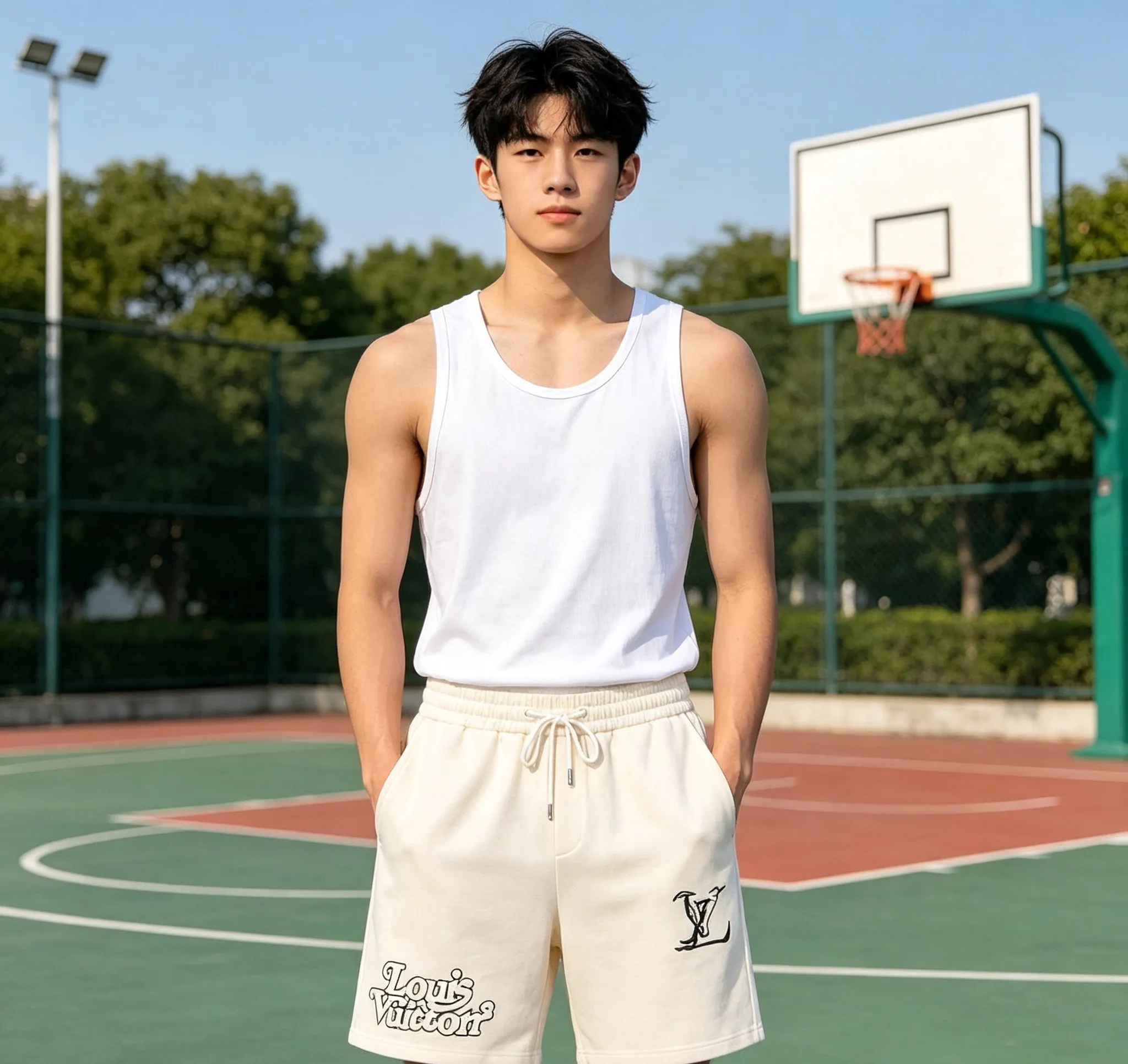 Louis Vuitton/Louis Vuitton double logo embroidered shorts